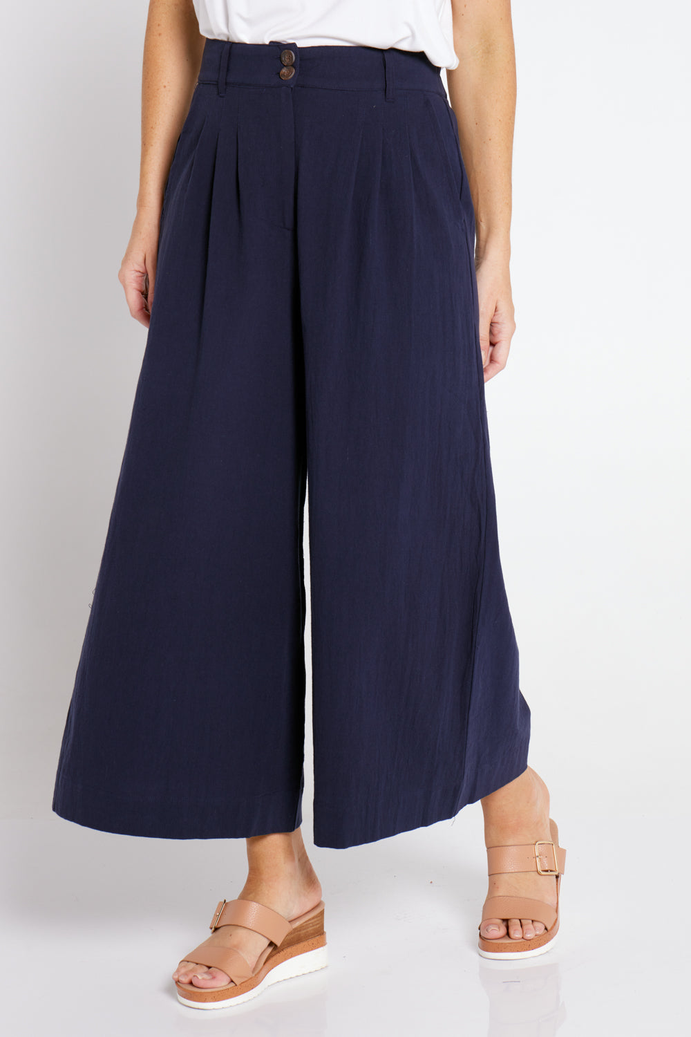 Jetta Upcycled Cotton Culottes - Navy