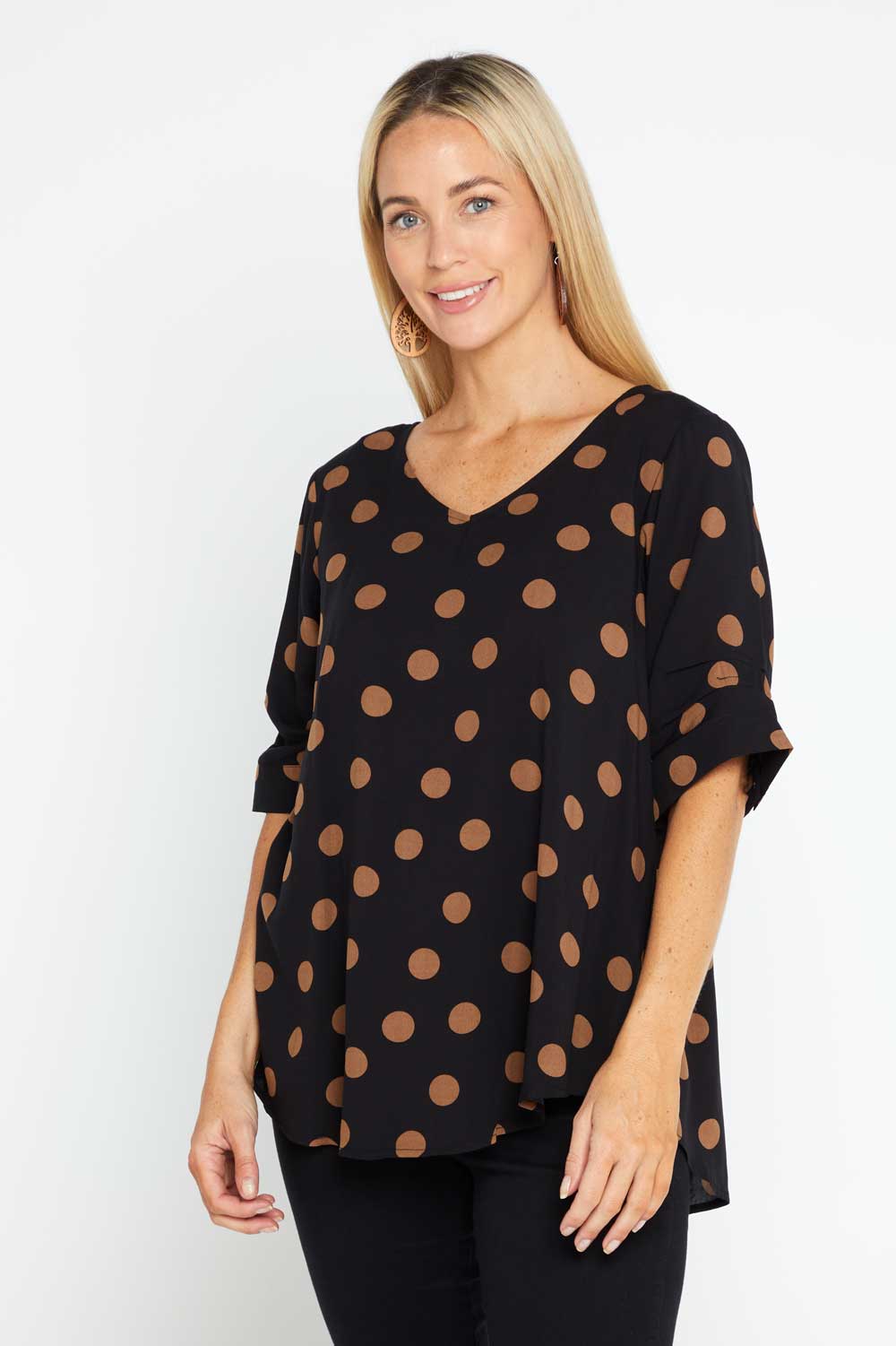 Julissa Top - Black/Brown Spot