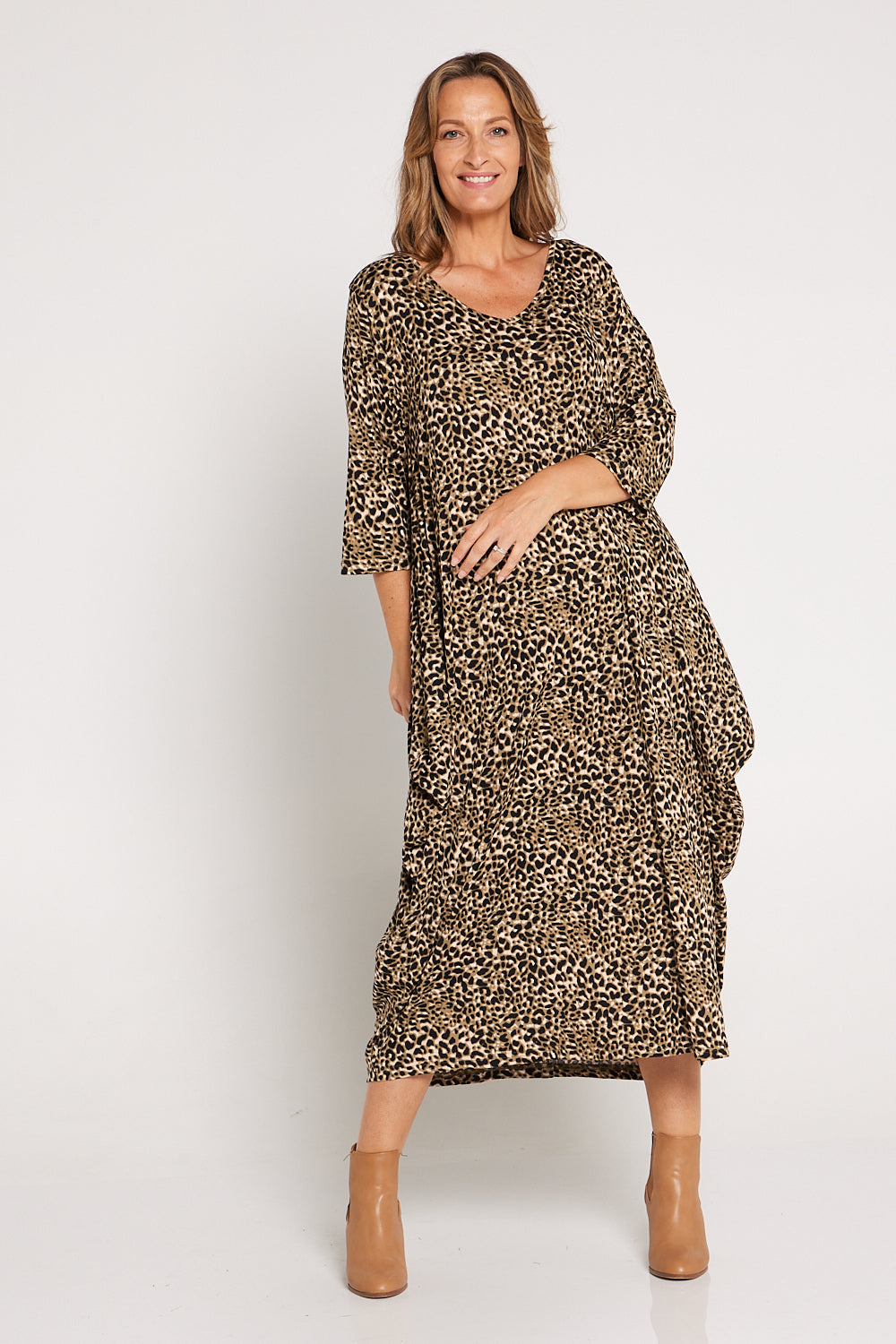 Leish Ribbed Dress - Leopard