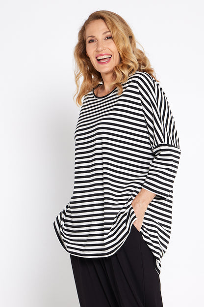 Lulah Top - Black White Stripe