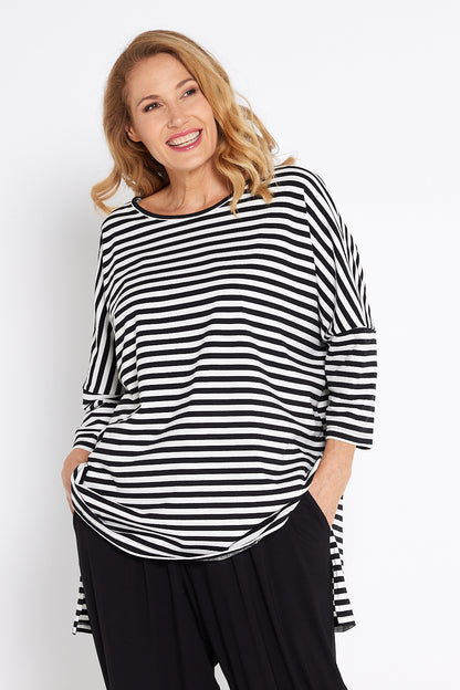 Lulah Top - Black White Stripe