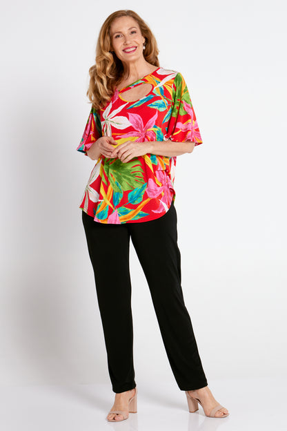 Marg Top - Red Pink Tropical