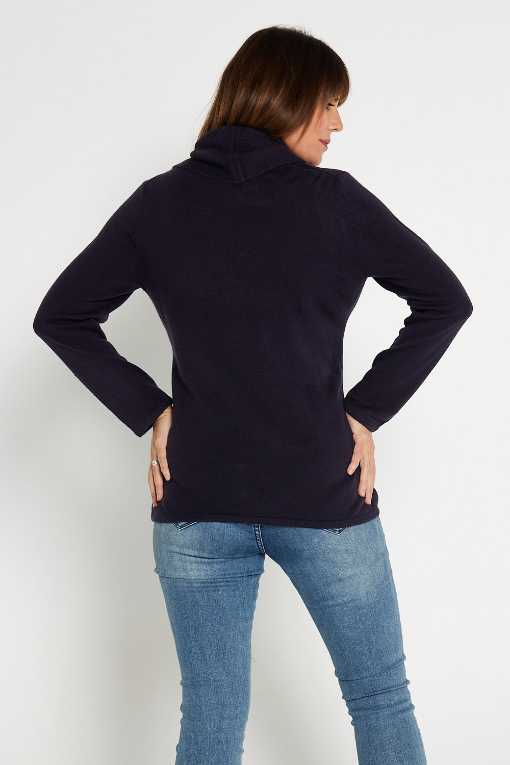 Marla Cowl Knit Top - Navy