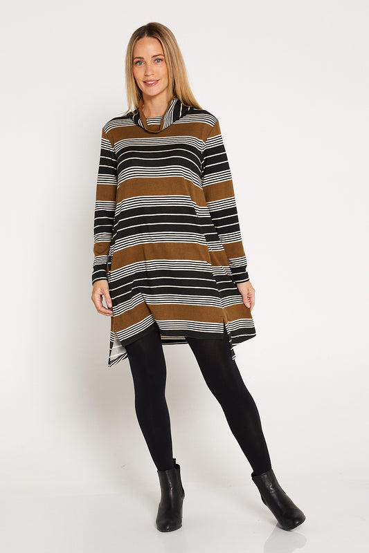 Mavis Knit Tunic - Camel Stripe