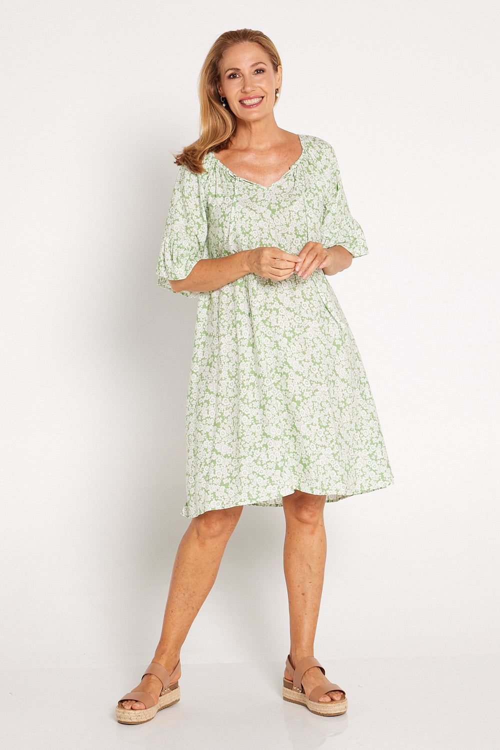 Melodia Dress - Sage/White Floral