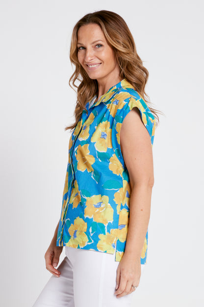 Fallon Cotton Shirt - Sunshine Floral