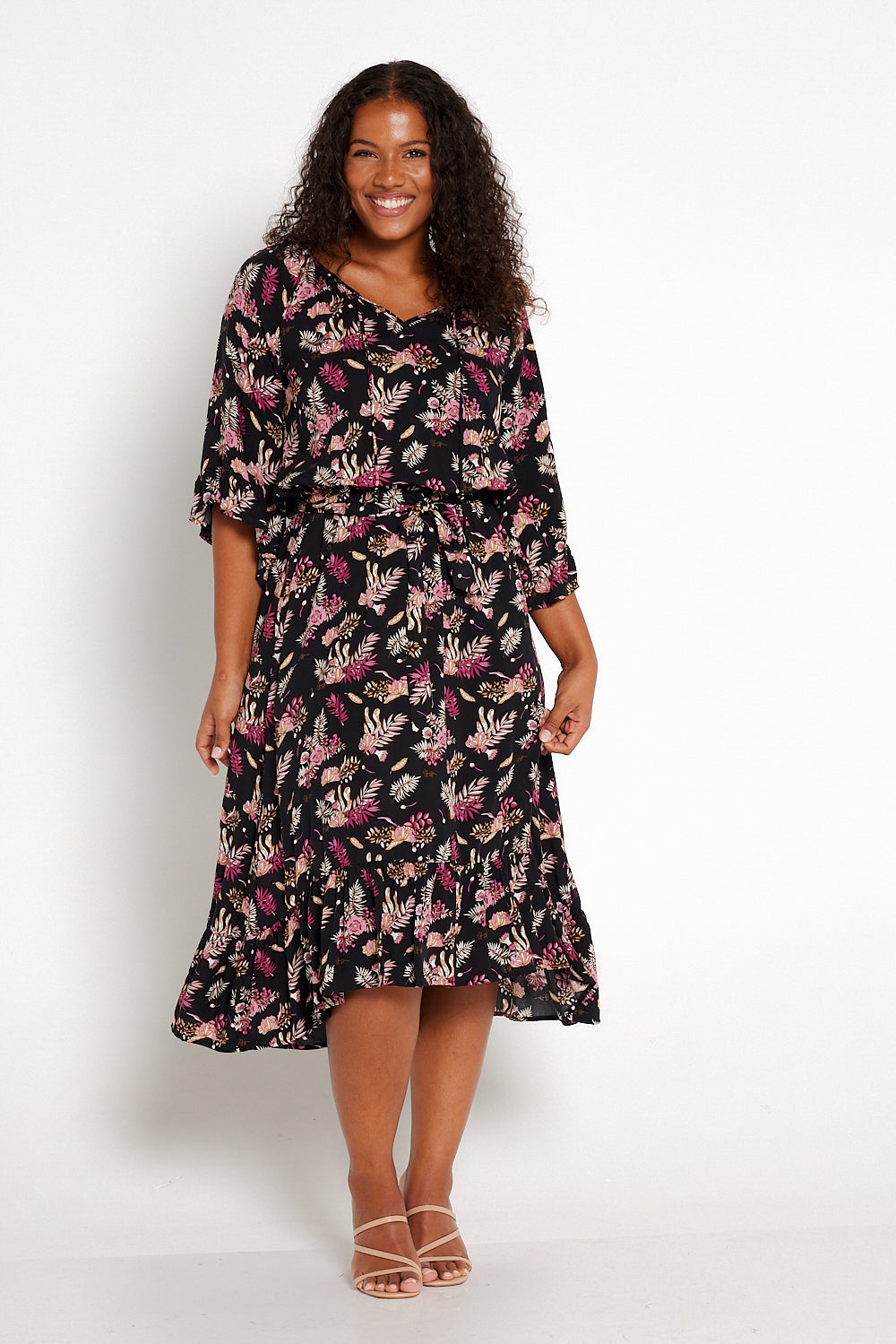 Petra Dress - Pink Floral Noir