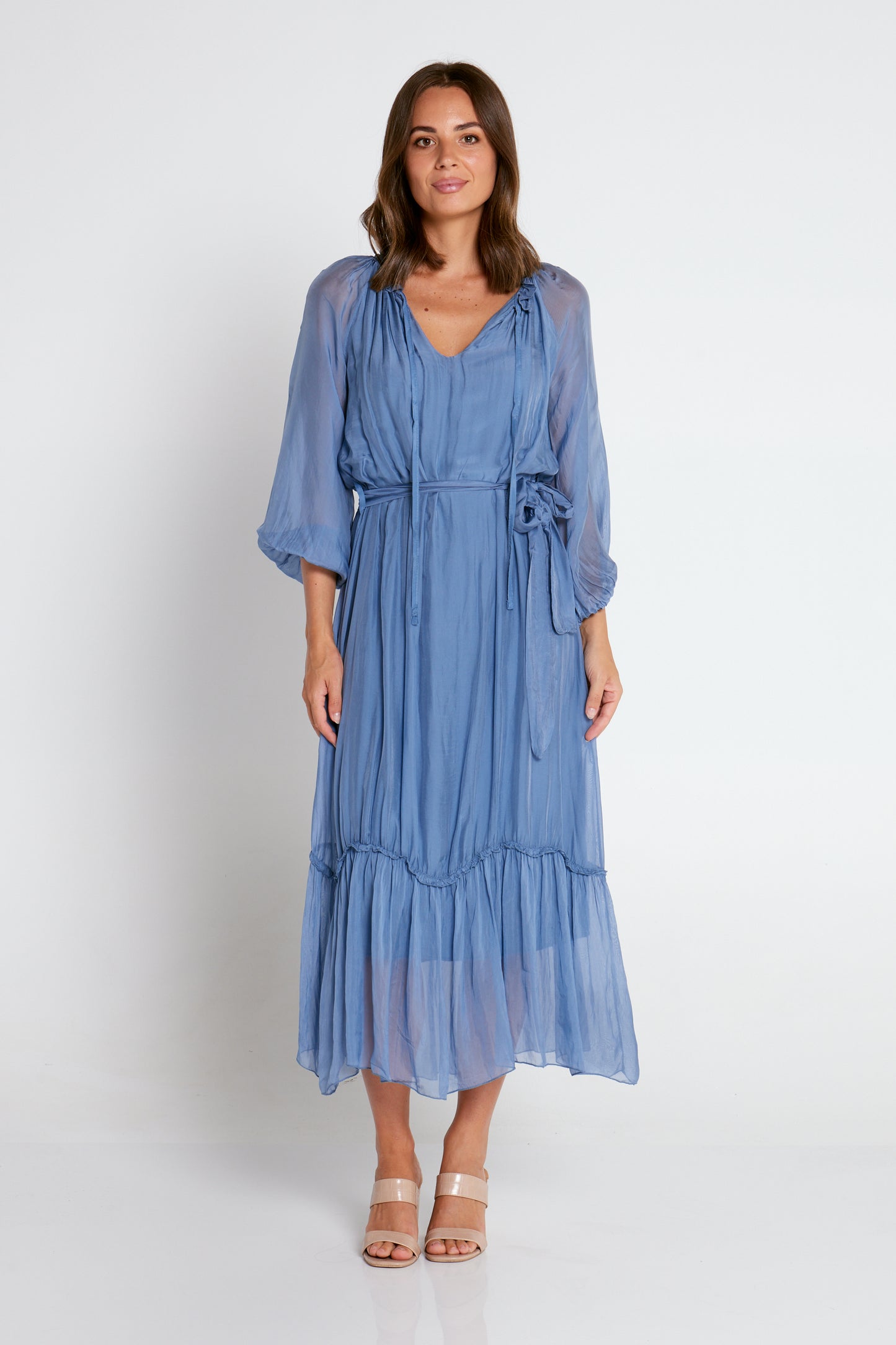 Pasadena Silk Dress - Jeans Blue