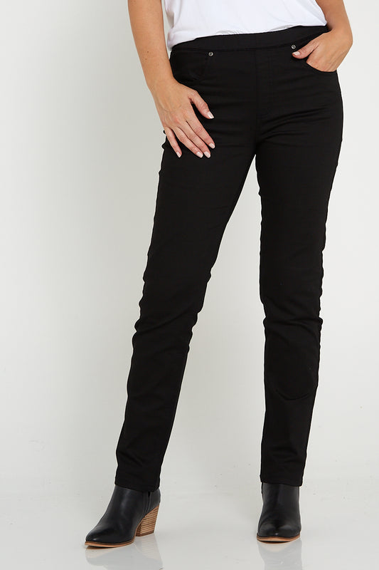 Pull On Plain Jeans - Black