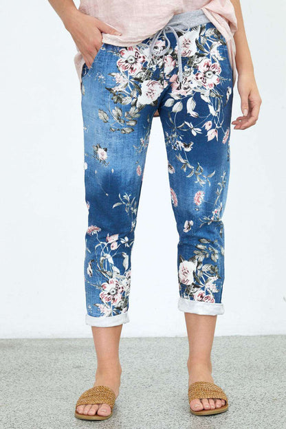 Bethany Pants - Denim/Floral