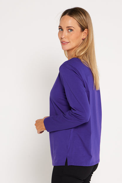 Sammy Long Sleeve Cotton Tee - Purple