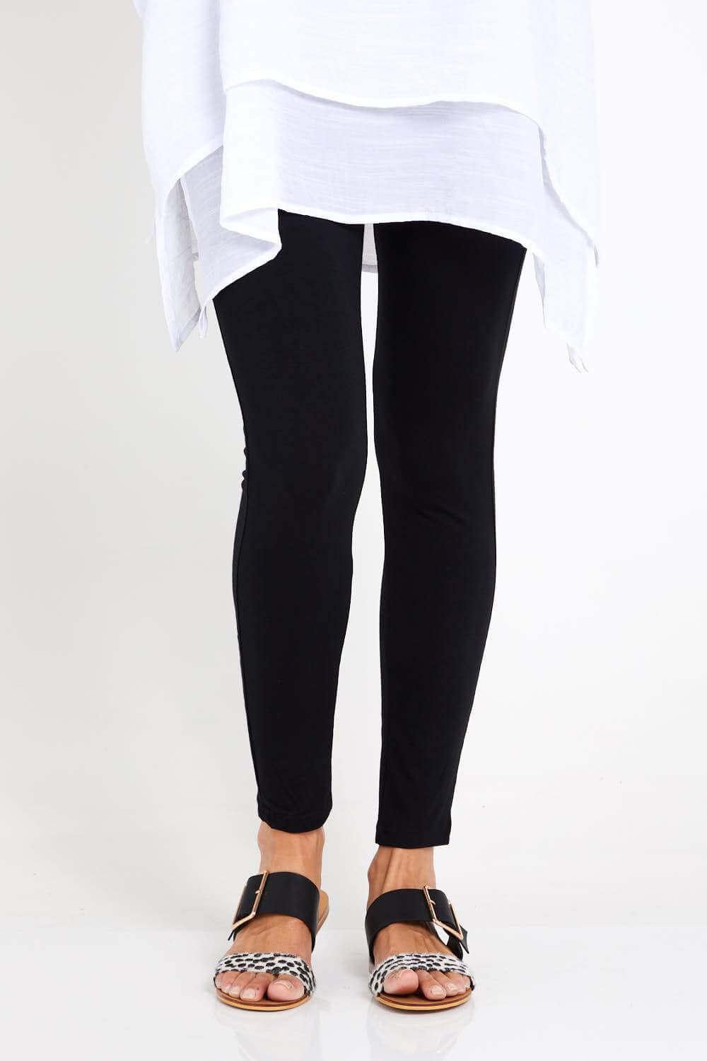 Long Cotton Leggings - Black