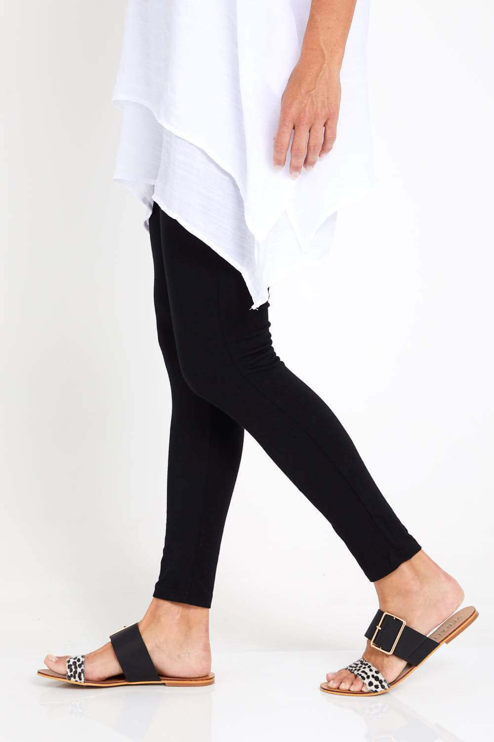 Long Cotton Leggings - Black