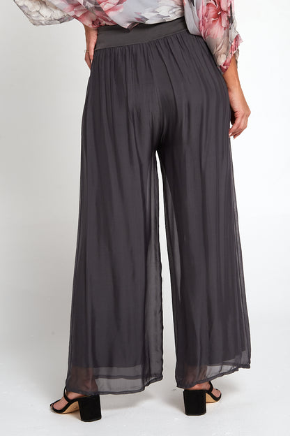 Arlette Silk Pants - Grey