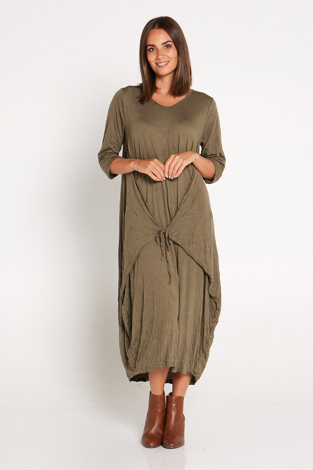 Sleeved Zoe Dress - Caper