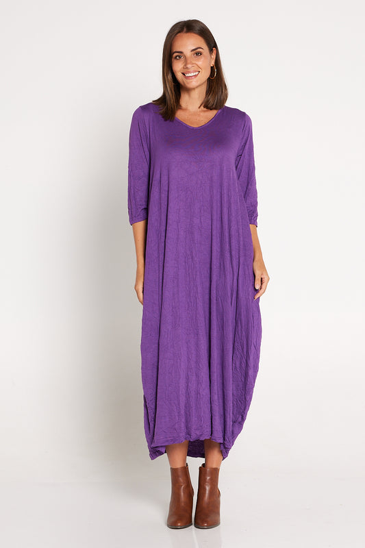 Sleeved Zoe Dress - Purple