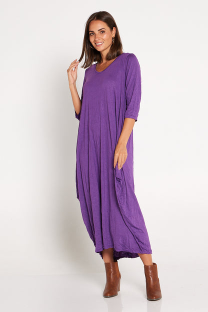 Sleeved Zoe Dress - Purple