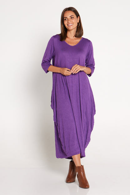 Sleeved Zoe Dress - Purple