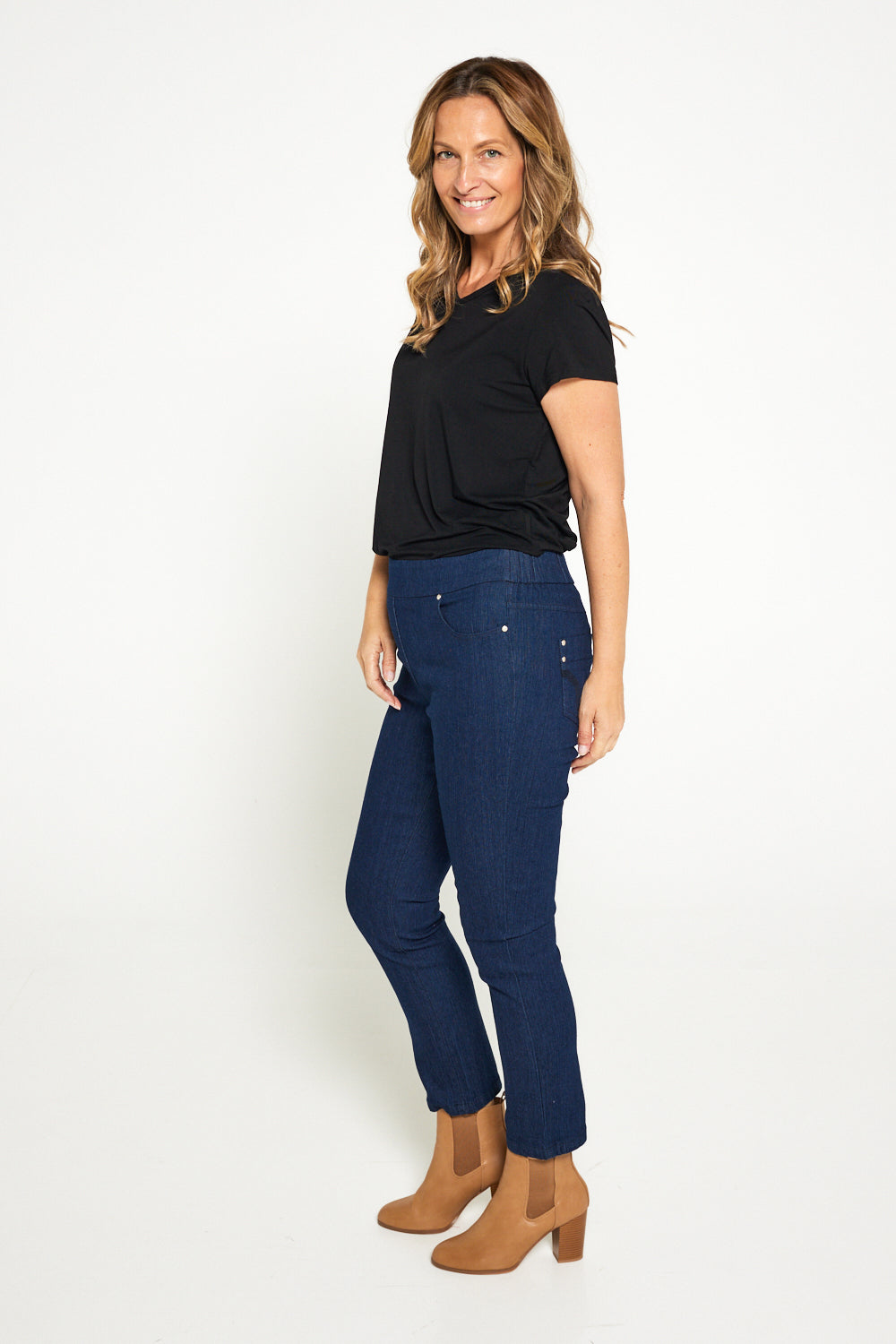 Sedona Pull On Jeans - Dark Denim