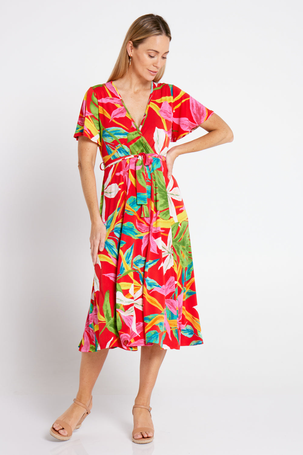 Stacey Wrap Dress - Red Pink