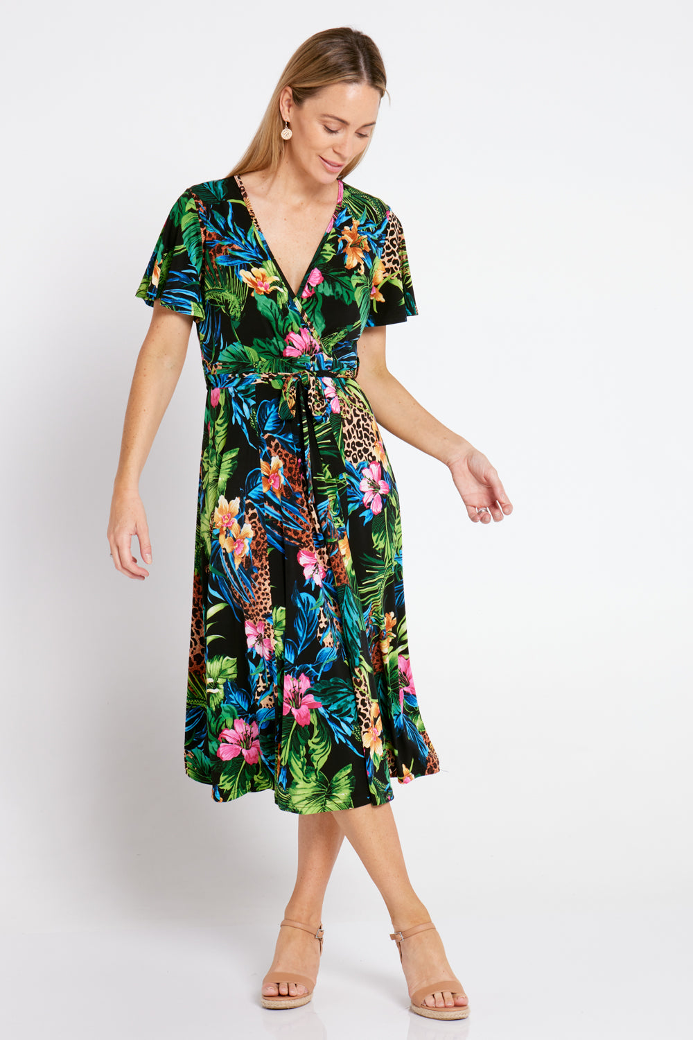 Stacey Wrap Dress - Midnight Jungle