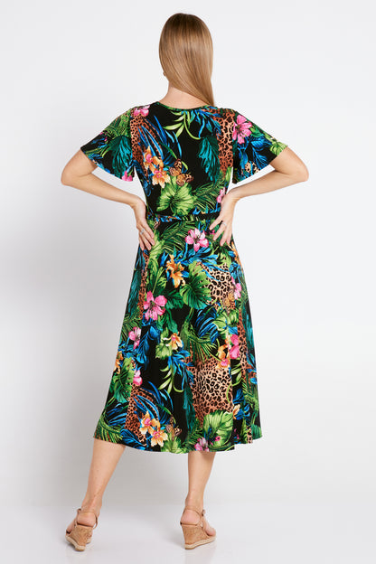 Stacey Wrap Dress - Midnight Jungle