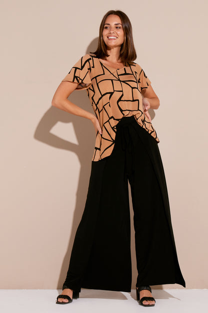 Stanley Wrap Palazzo Pants - Black