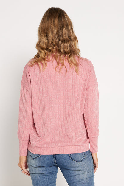 Taryn Cowl Knit Top - Pink