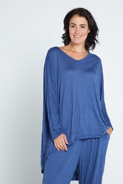 V Neck Celia Top - Denim