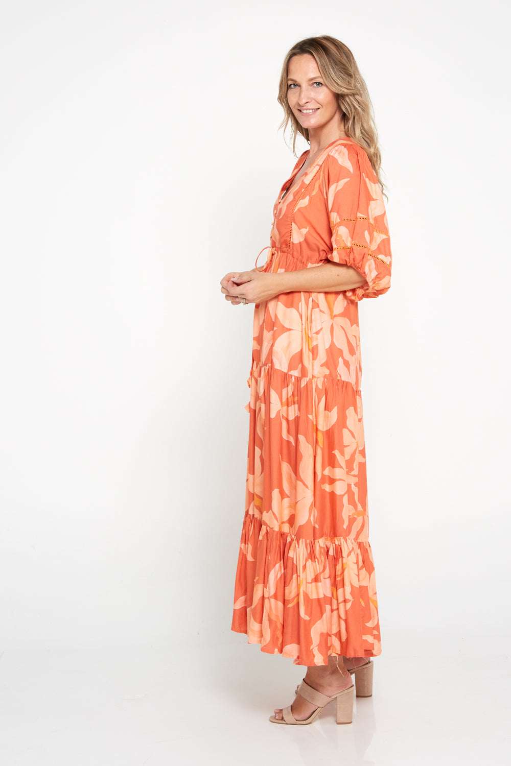 Leona Dress - Melon Floral