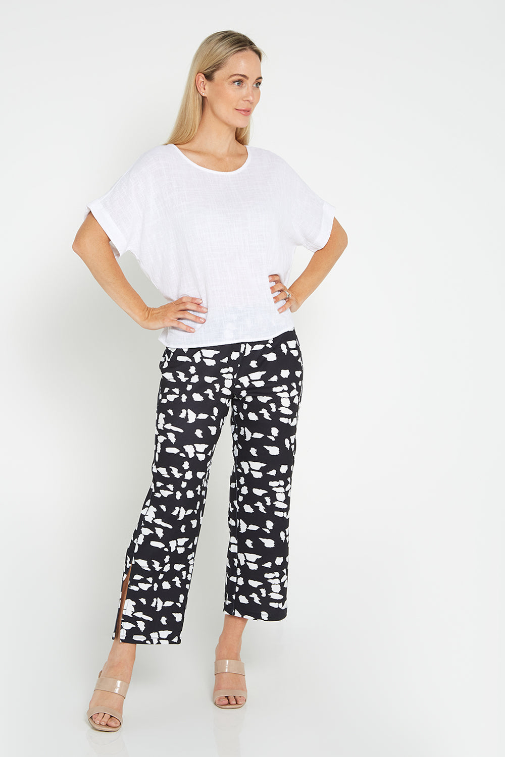 Nita Pants - Black/Wht Fleck