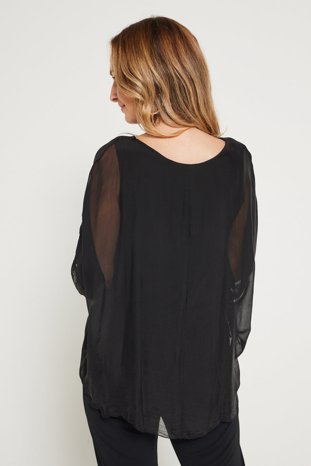 Zaria Silk Top - Nero