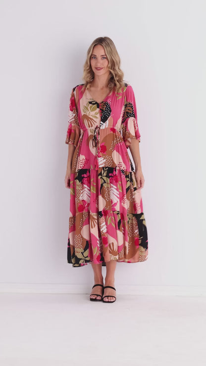 Gravity Dress - Hot Pink Botanical