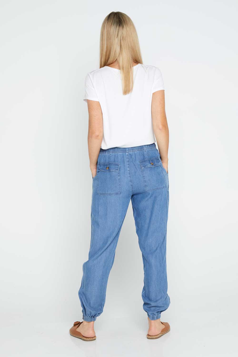 Florence Chambray Joggers - Blue