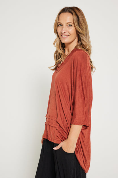 Mandy Cowl Top - Brick