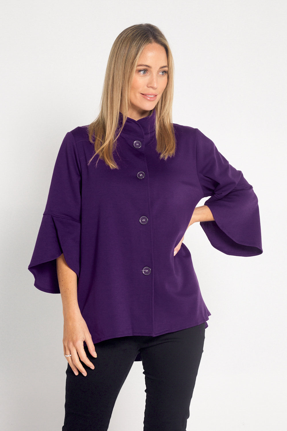 Jocelyn Tulip Sleeve Jacket - Purple