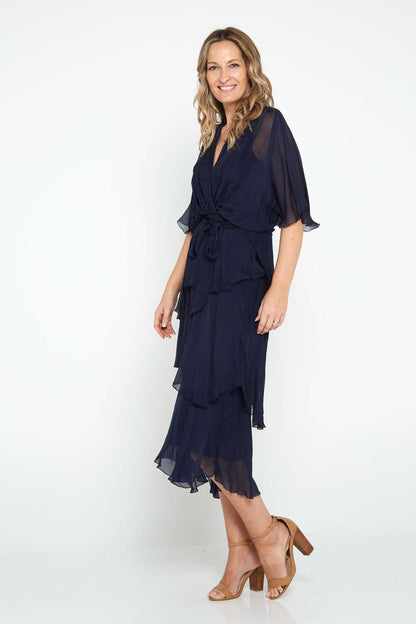 Loira Silk Dress - Navy