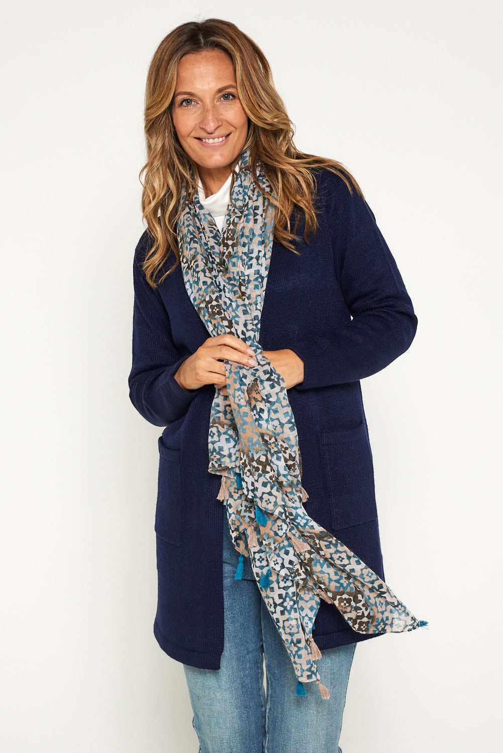 Salima Wool Blend Cardigan - Navy