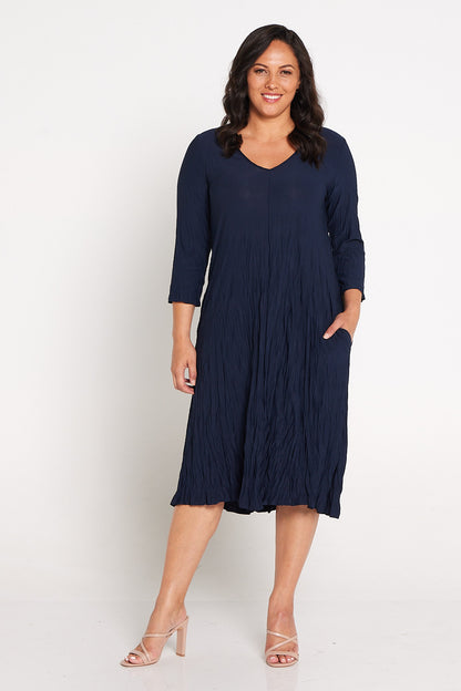 Sleeved Stella Dress - Navy