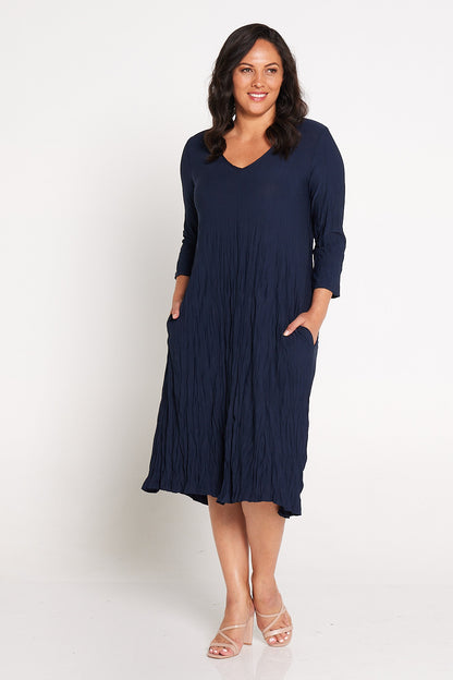 Sleeved Stella Dress - Navy