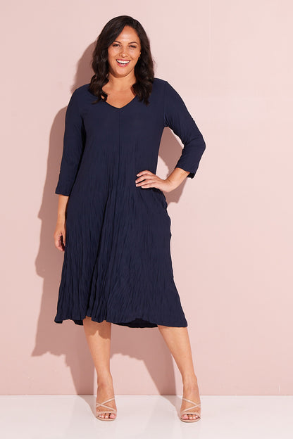 Sleeved Stella Dress - Navy