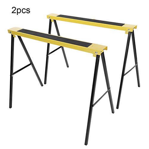 Aoyo 2Pcs Folding Heavy Duty Steel Sawhorse Portable Saw Horse Non Slip Trestle Stands Work Support