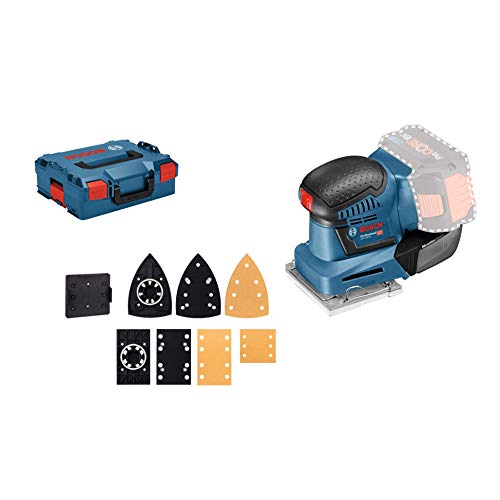 Bosch Professional 06019D0202 System GSS 18 V-10 Cordless Sander (Orbit Diameter: 1.6 mm, Three Base Plates of Different Sizes, Excluding Rechargable Batteries and Charger, in L-BoxX), Navy Blue