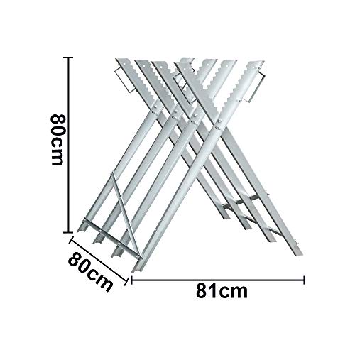 Hengda Chainsawhorse, max. 150 kg, galvanised metal angle profiles, additional cross braces, teeth prevent twisting of the wood, 4 working heights