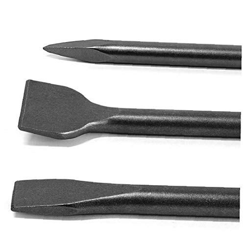 3PCS Chisel Set, Hammer Bit Silver with Flat Point Wide for Electric Demolition Concrete Breaker Tile