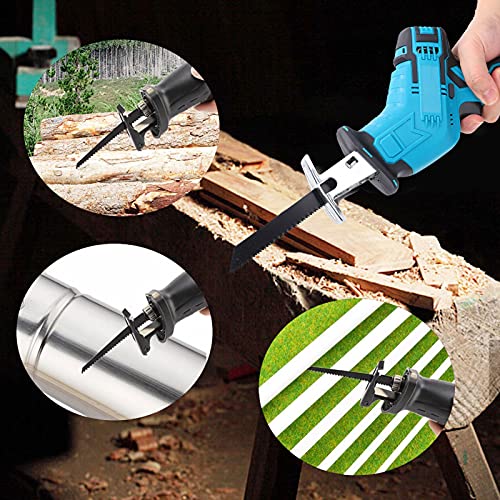 Electric Reciprocating Saw Power Saw Outdoor Portable Logging Chainsaw Rechargeable Lithium‑Power Blade Change AC100‑240V for Wood Pipe Steel with Case(UK Plug 110-240V)
