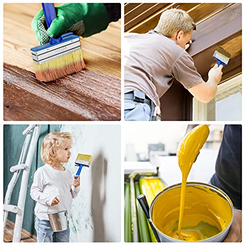 Yotako 3 PCS Shed Fence Paint Brush Decking Timber Block Stain Brush Large Brush with Hanging Hole for All Painting (100mm,120mm,150mm)
