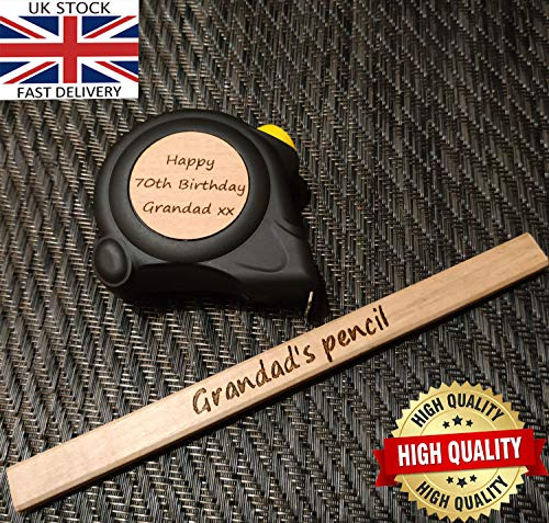 Personalised Laser Engraved Hammer + Measuring Tape + Pencil Tools Set