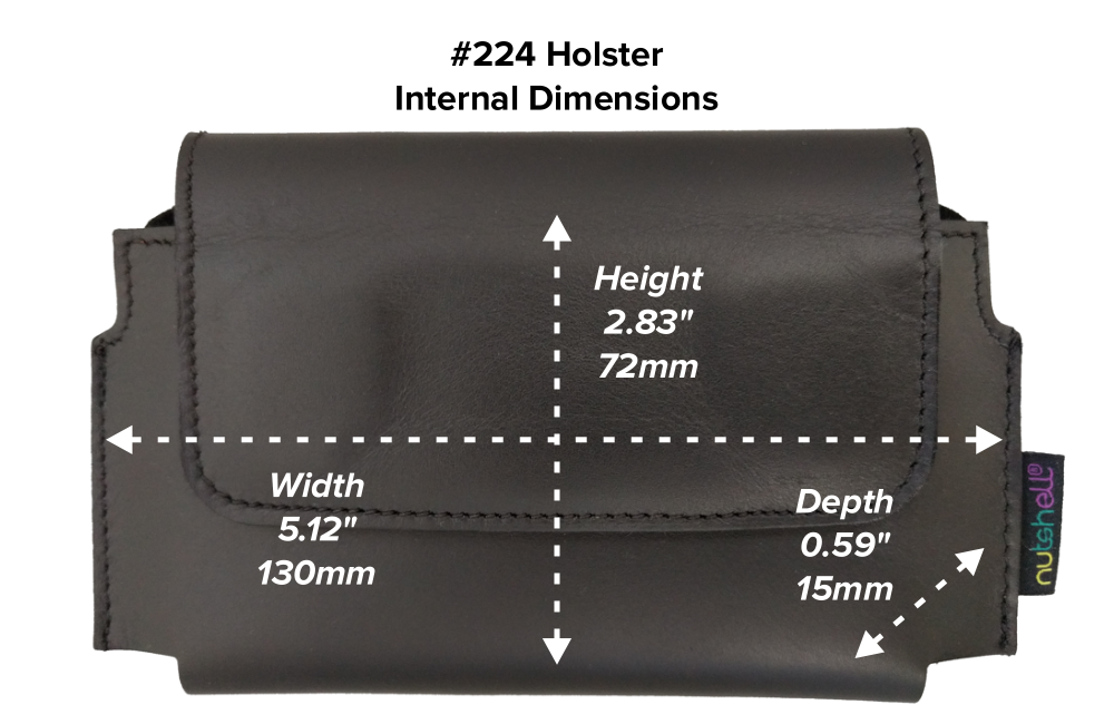 Nutshell #224 Sideways Horizontal Holster Dimensions