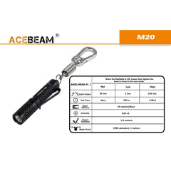 150 Lumen Edc Keychain Flashlight - 1X Aaa - Acebeam M20 - Silver - Flashlights - Acebeam - Colonel Mustard